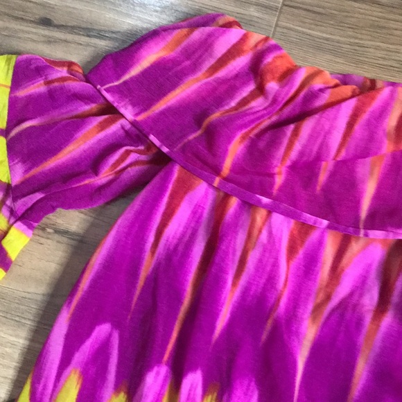 Inc colorful purple orange and yellow off shoulder Pom Pom  top - Picture 2 of 13